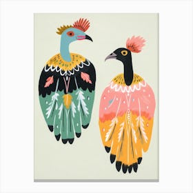 Folk Style Bird Painting Ostrich 1 Canvas Print