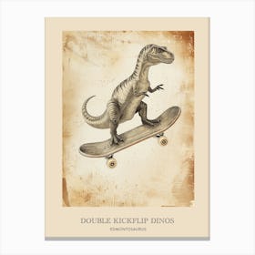 Edmontosaurus Vintage Dinosaur Poster 2 Canvas Print