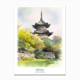 Seoul 2 Watercolour Travel Poster Canvas Print
