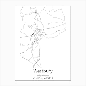 Westbury,United Kingdom Minimalist Map Canvas Print