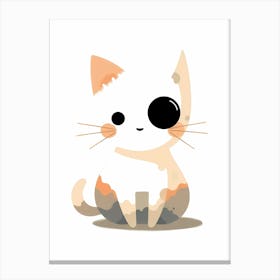 Whimsical Whiskers: Cute Abstract Digital Illustration Of A Cat Canvas Print