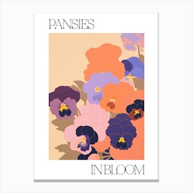 Pansies In Bloom Flowers Bold Illustration 1 Canvas Print