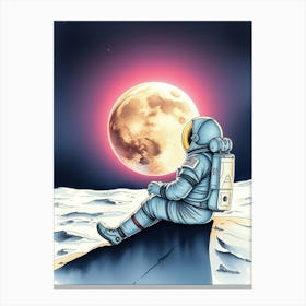 Astronaut Looking At The Moon 1 Canvas Print