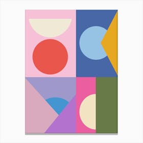 Bold Bright Colorful Bauhaus Aesthetic Shapes Canvas Print