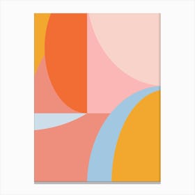 Modern Aesthetic Geometric Shapes in Peach and Coral Canvas Print
