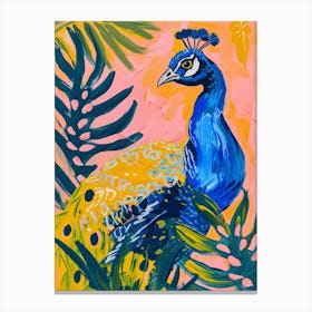 Colourful Tropical Peacock Painting 4 Canvas Print