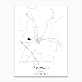 Pasewalk,Germany Minimalist Map Canvas Print