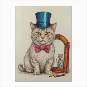 Cat In Top Hat 4 Canvas Print