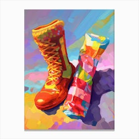Rainbow Coloured Socks Oil Painting 1 Canvas Print