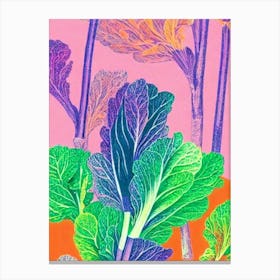 Bok Choy 3 Risograph Retro Poster vegetable Canvas Print