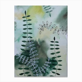 Green Ferns Watercolour Canvas Print