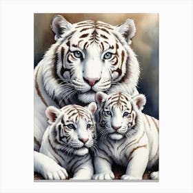 White Tiger Family Canvas Print