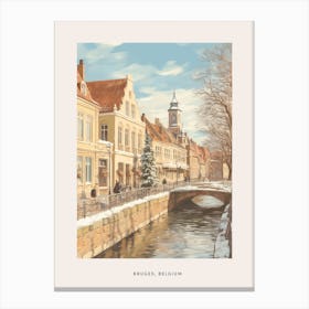 Vintage Winter Poster Bruges Belgium 5 Canvas Print