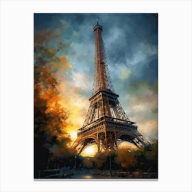 Eiffel Tower Paris France Oil Painting Style 5 Canvas Print