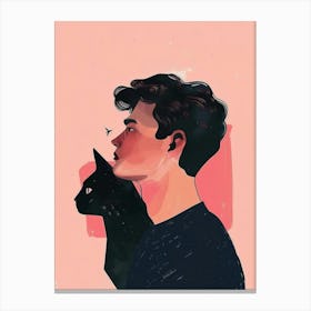 Portrait Of A Man With A Cat 2 Canvas Print