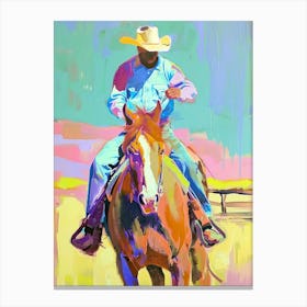 Blue And Yellow Cowboy Painting 5 Canvas Print
