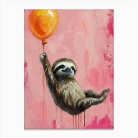 Cute Sloth 2 With Balloon Canvas Print