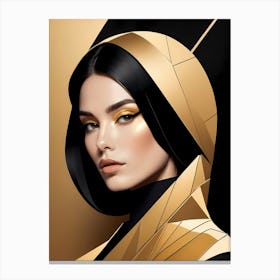 Geometric Woman Portrait Luxury Gold (28) Canvas Print