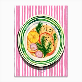 A Plate Of Salad Top View Food Illustration 3 Canvas Print