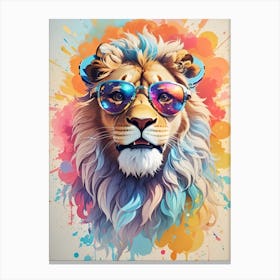 Funny Lion King Wearing Glasses Canvas Print