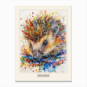 Hedgehog Colourful Watercolour 3 Poster Canvas Print