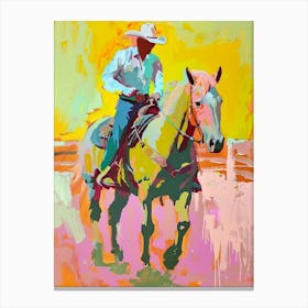 Pink And Yellow Cowboy Painting 4 Canvas Print