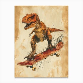 Vintage Giganotosaurus Dinosaur On A Skateboard2 Canvas Print