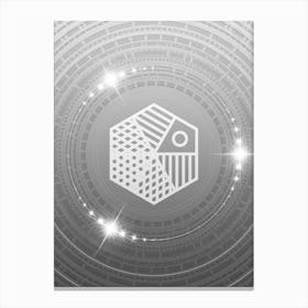 Geometric Glyph in White and Silver with Sparkle Array n.0283 Canvas Print