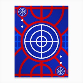 Geometric Abstract Glyph in White on Red and Blue Array n.0096 Canvas Print