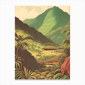 Baliem Valley Indonesia Vintage Sketch Tropical Destination Canvas Print
