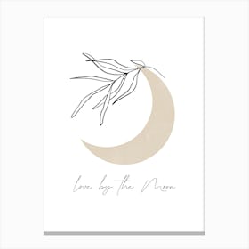 Love By the Moon, Floral Line, Boho Canvas Print