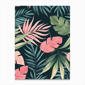 Tropical Leaves Seamless Pattern 19 Canvas Print