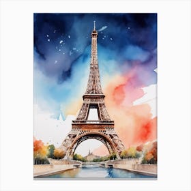 Watercolor Of Eiffel Tower 1 Canvas Print