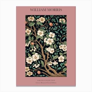 William Morris  Style Cherry Blossom Pink Sakura Canvas Print