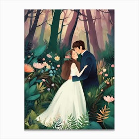 Luxmango Bride And Groom In Forest Canvas Print