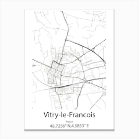 Vitry Le Francois,France Minimalist Map Canvas Print