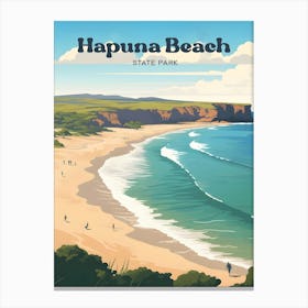 Hapuna Beach Hawaii Beach Travel Art Illustration Canvas Print