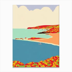 Fistral Beach Cornwall Midcentury Canvas Print