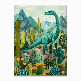 Abstract Dinosaur In The Desert Painting 1 Canvas Print