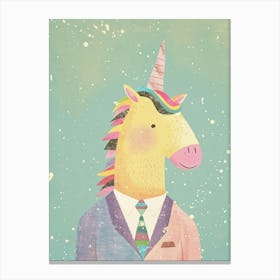 Pastel Unicorn In A Suit 1 Canvas Print