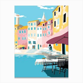 Rovinj, Croatia, Flat Pastels Tones Illustration 2 Canvas Print