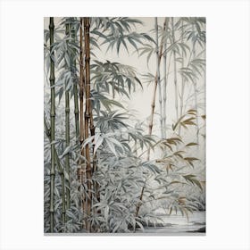 Vintage Jungle Botanical Illustration Bamboo 1 Canvas Print