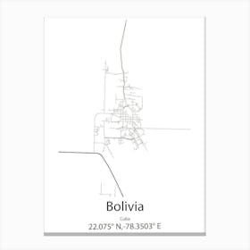 Bolivia,Cuba Minimalist Map Canvas Print