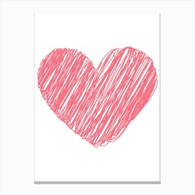 Heart Drawn On A White Background Canvas Print