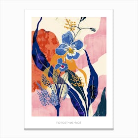 Colourful Flower Illustration Poster Forget Me Not 5 Canvas Print