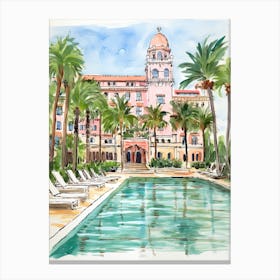 The Breakers Palm Beach   Palm Beach, Florida   Resort Storybook Illustration 2 Canvas Print