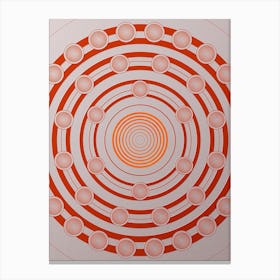 Geometric Abstract Glyph Circle Array in Tomato Red n.0169 Canvas Print