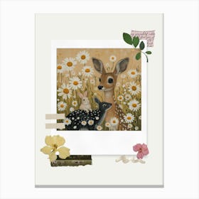 Scrapbook Deer And Rabbits Fairycore Painting 1 Canvas Print