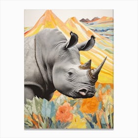 Profile Of Rhino Patchwork 3 Canvas Print