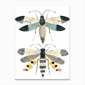 Colourful Insect Illustration Hornet 1 Canvas Print